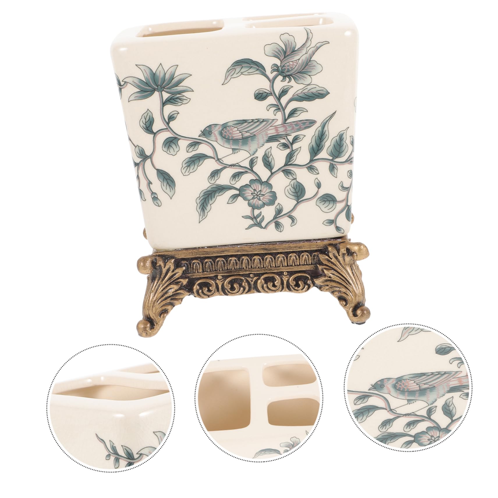 Porta Spazzolini e Resina, Design Vintage Europeo, Supporto Compatto per Bagno di Casa, per Coppie e Famiglie