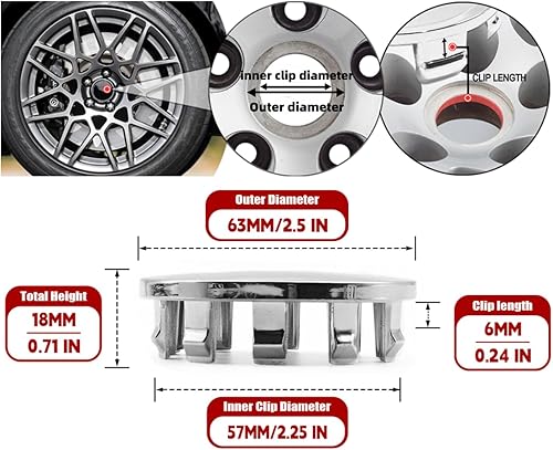 Miniatura 4 de 4 tapas centrales de plástico cromado de 2.480 in y 2.5 pulgadas para ruedas Dodge Ram 1500, repuesto 6KF18TRMAA