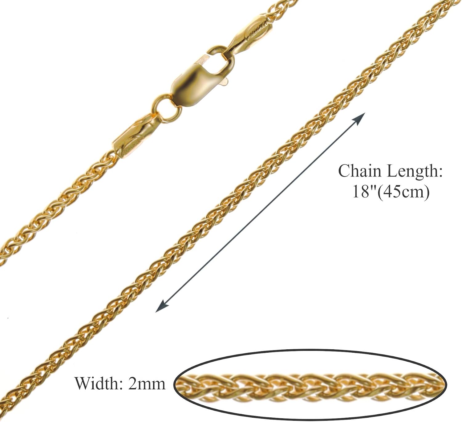 Alexander Castle 18" Solid 9ct Gold Chain Rope Chain Necklace - 1.5mm - Yellow Gold Necklace for Women with Jewellery Gift Box - Image 5