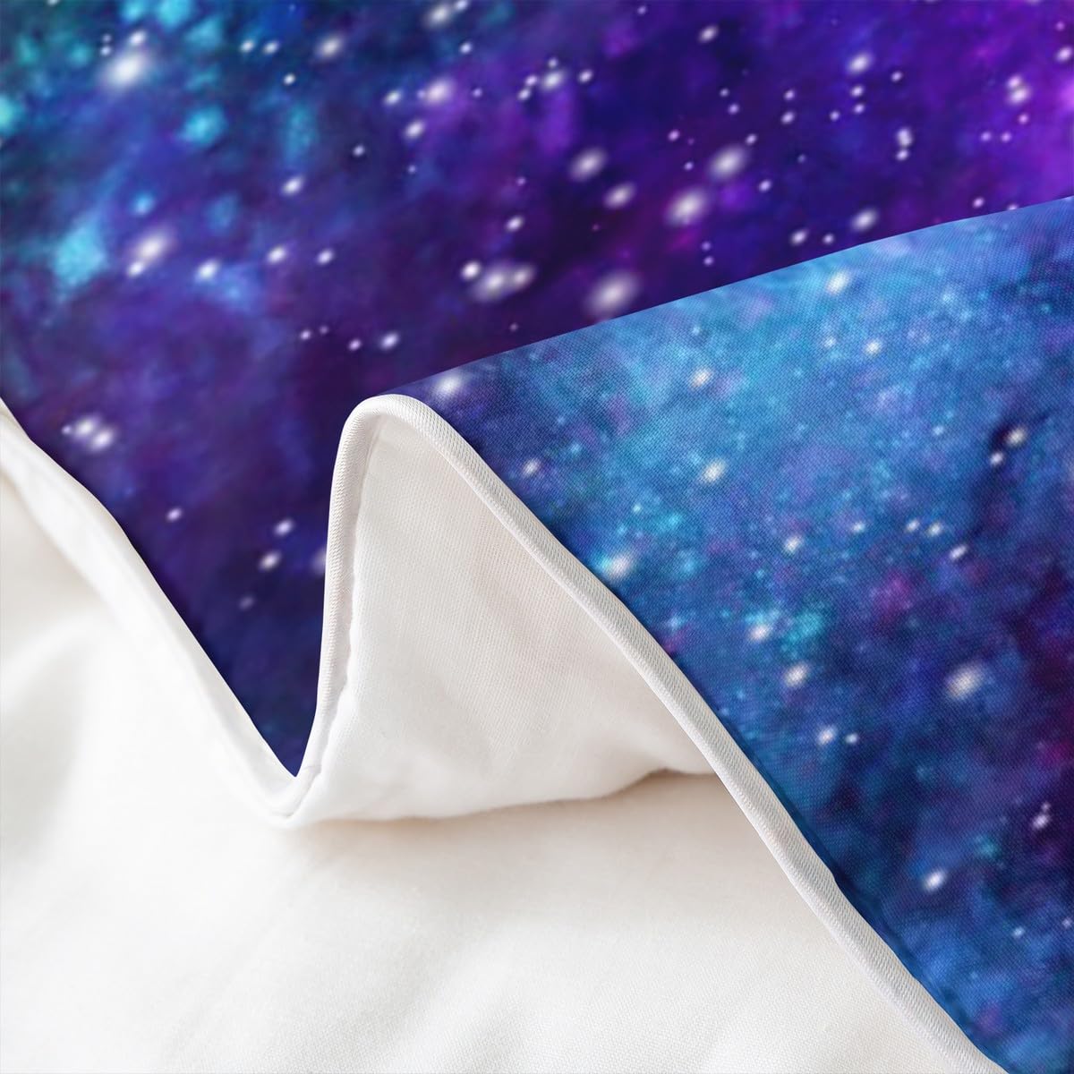 Loussiesd Gymnastik Bettbezug Set Glitter Bettwäsche Set 135x200cm 100% Baumwollecm für Kinder Mädchen Weltraum Galaxie Dekor Betten Set Bettdeckenbezug Blau und Lila Galaxie Schlafzimmer Bettwäsche