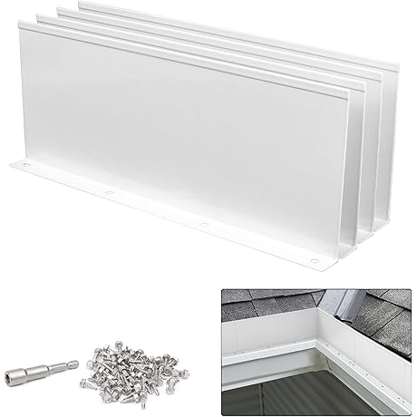Gutter Valley Splash Guard, White, Aluminum Rain Gutter Splash Guards