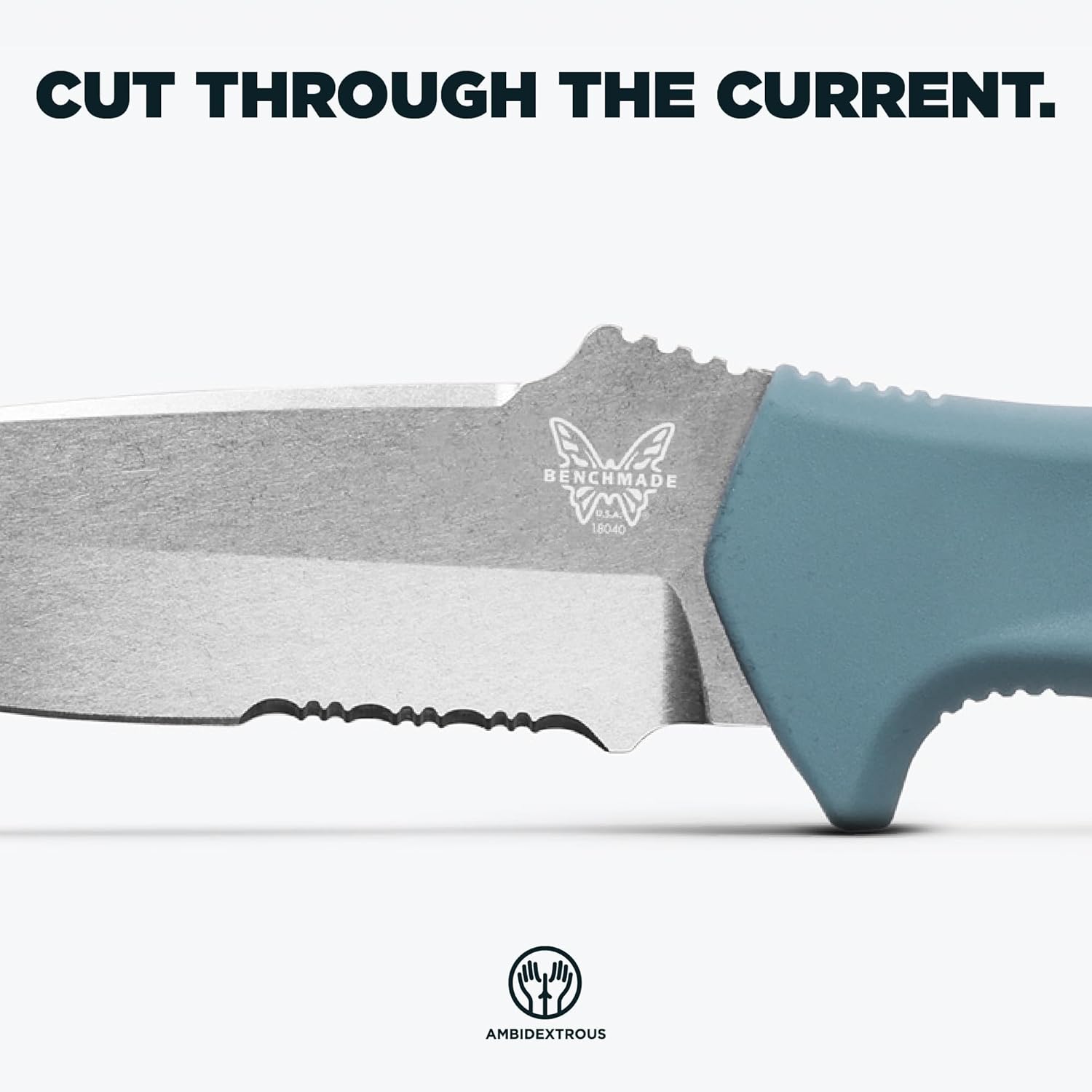 Benchmade - Undercurrent 18040S Outdoor Knife with Depth Blue Santoprene Handle (18040S)