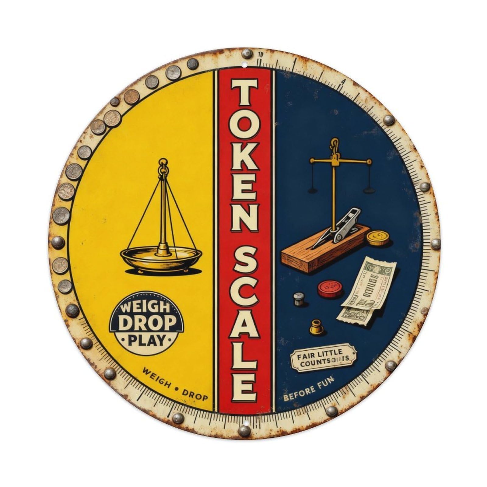 Token Scale Sign Metal Tin Sign Plaque
