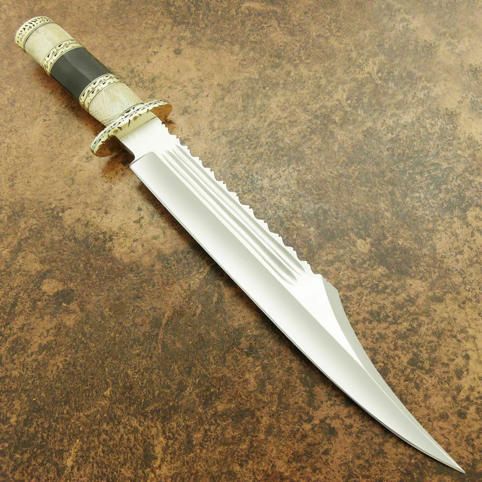 Decorative Fancy Luxury Bowie Knife Camel Bone and Buffalo Horn Handle D2 Steel EDC Fixed Blade Knives for