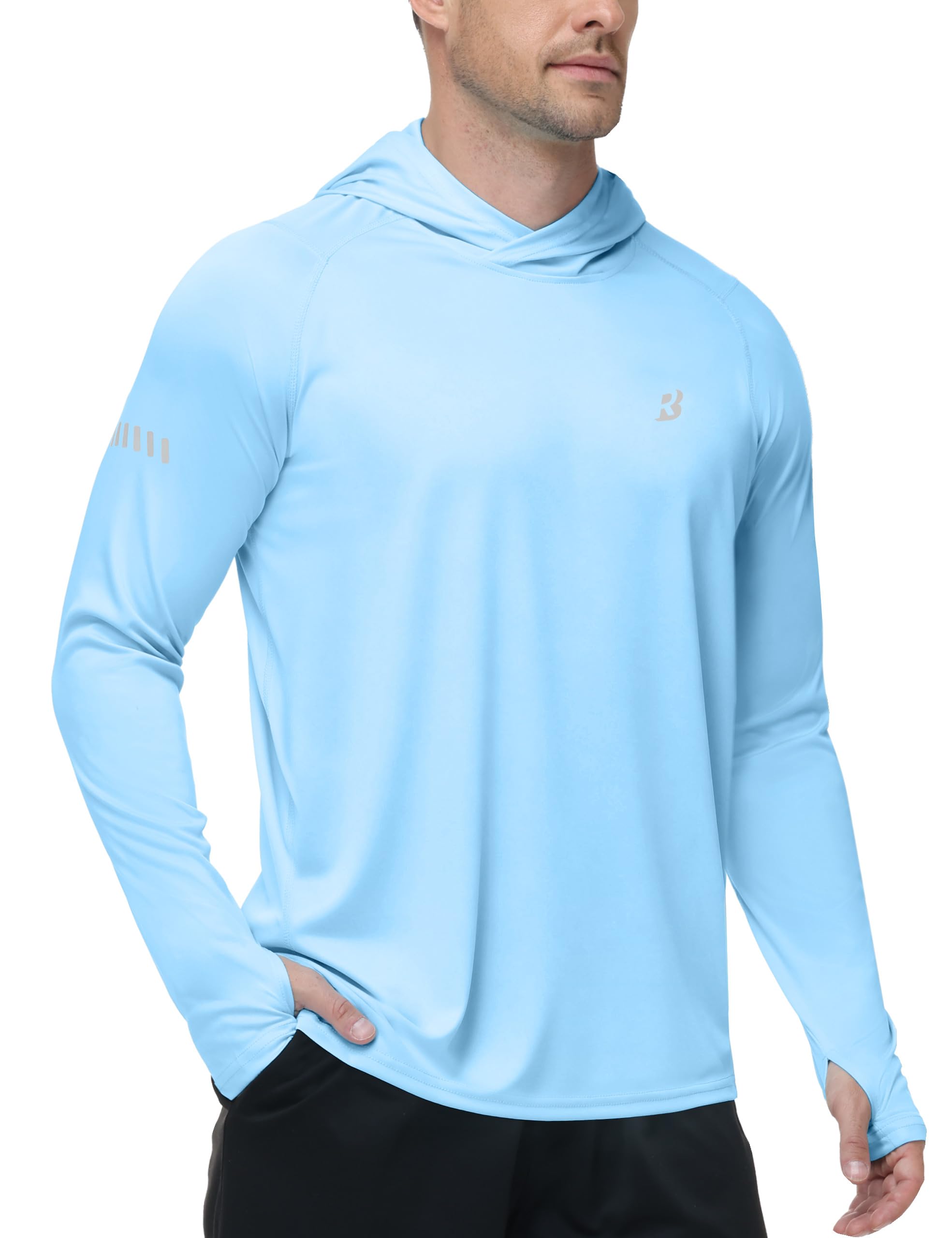 Roadbox Men's UPF 50+ Sun Hoodie, UV Long Sleeve Fishing Shirts Rash Guard