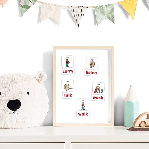 Miniatura 7 de BARKER CREEK Imanes de aprendizaje para niños, imanes de símbolo de comunicación de imágenes, verbos de alta frecuencia e imanes de palabras