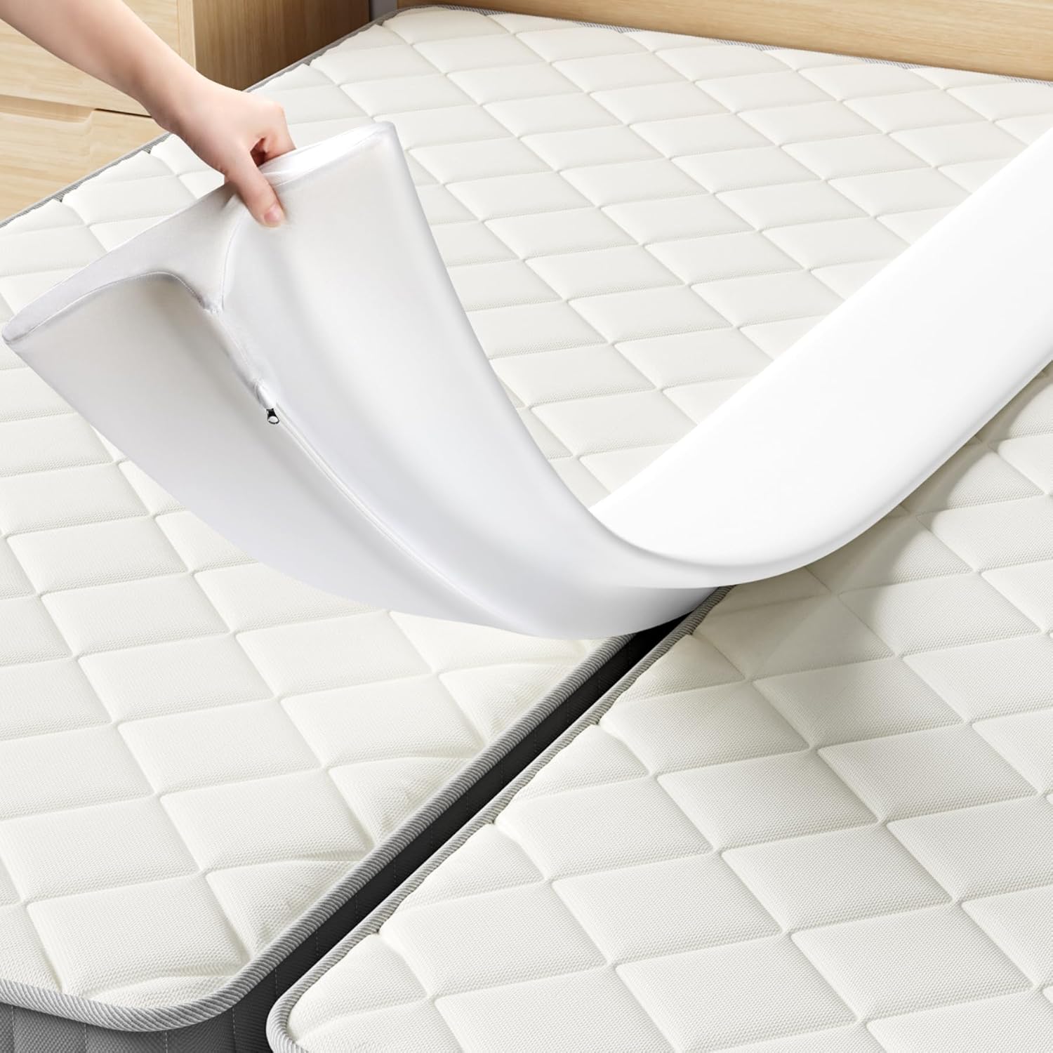 75" x 12" Split King Gap Filler for Adjustable Bed, Extra Wide Bed Bridge Twin to King Bed Converter Kit with Washable Cover, Twin Bed Mattress Connector for Family Room Guest Stayover