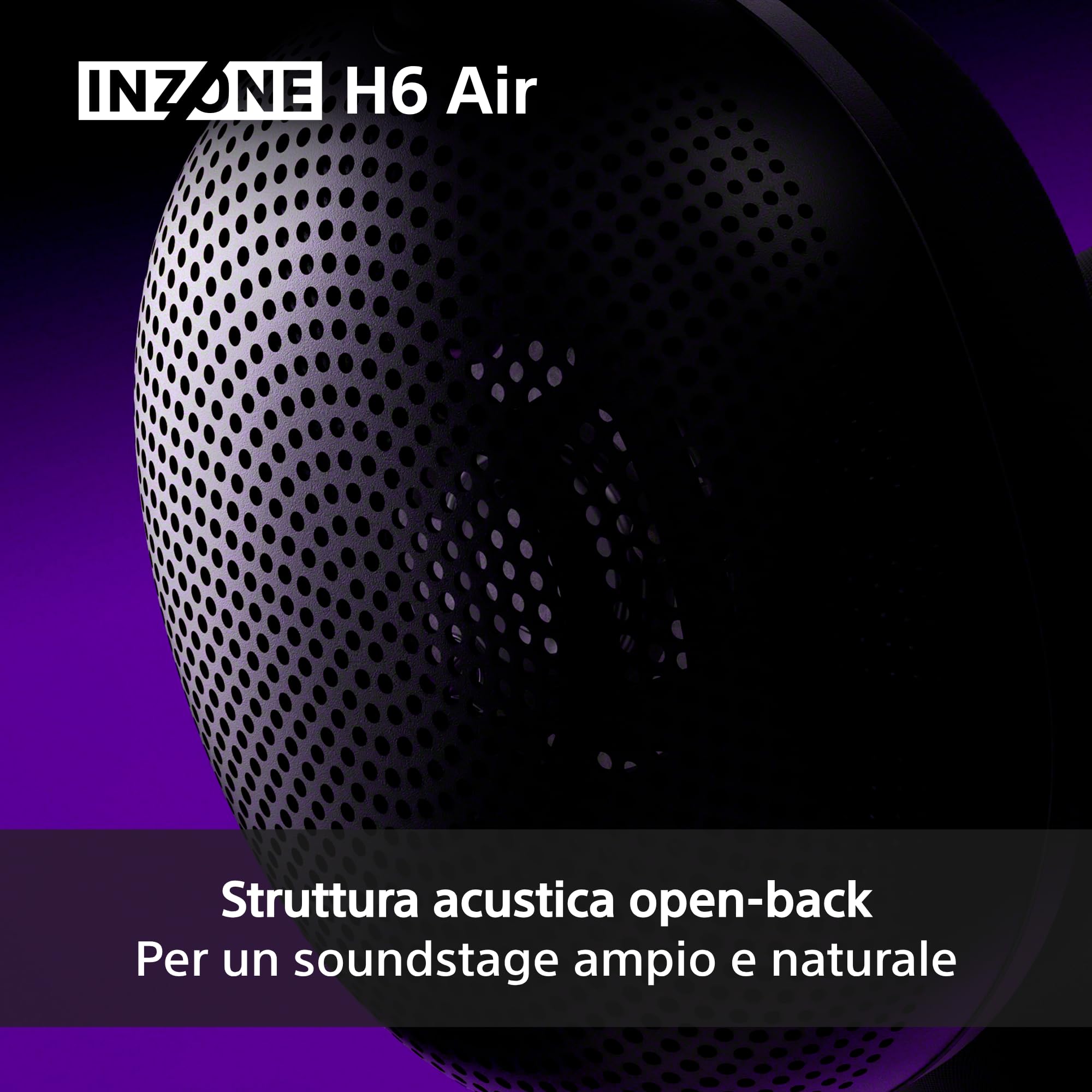 Sony INZONE H6 Air Cuffie gaming open-back cablate con 360 Spatial Sound, design ultra leggero da 199 g, microfono boom rimovibile, equalizzazione personalizzata con INZONE Hub – per PC/PS5, Black