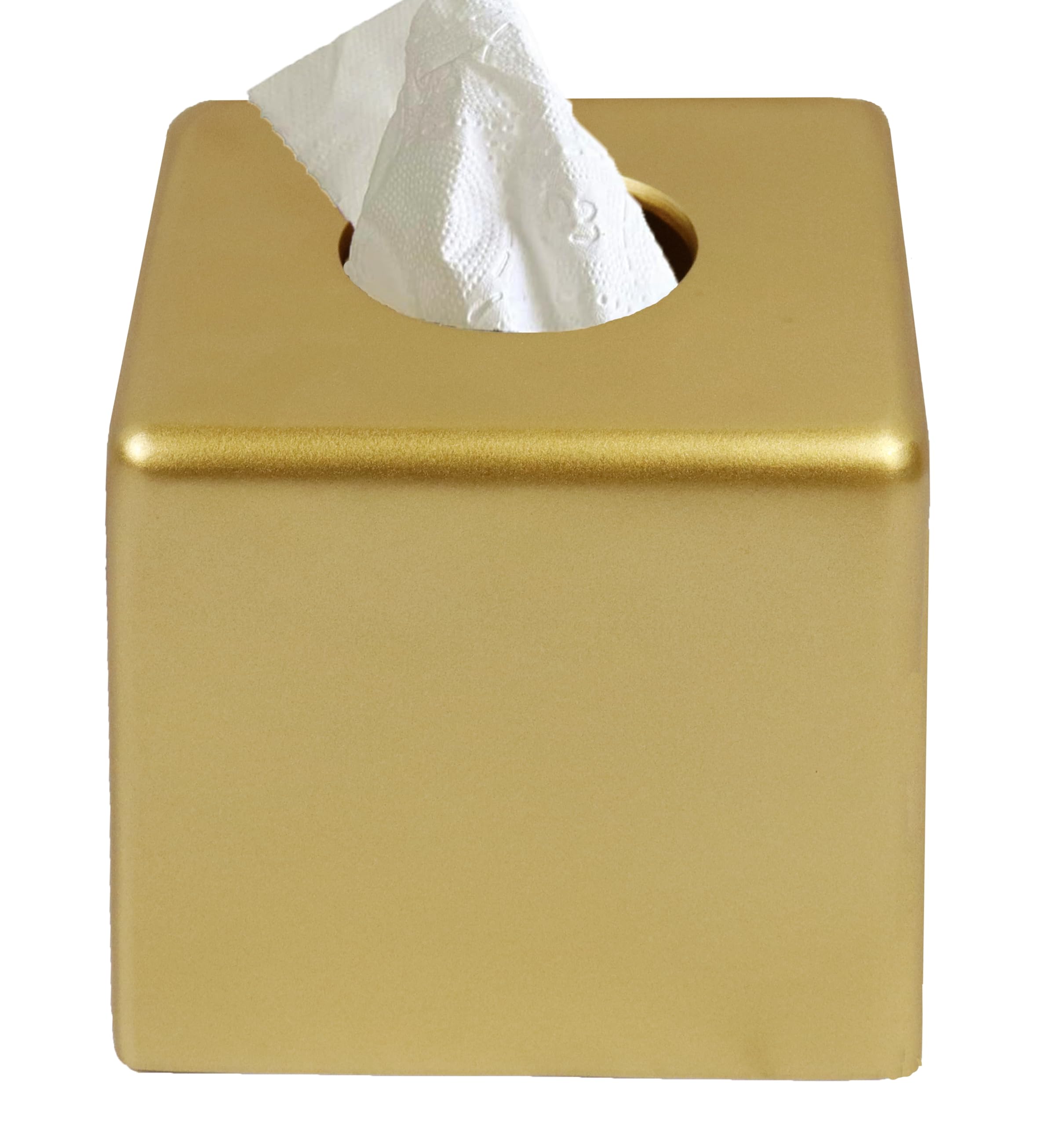 Square Tissue Box Cover Decorative Kleenex Box Holder for Bathroom Living Room with Handcrafted Texture Gold