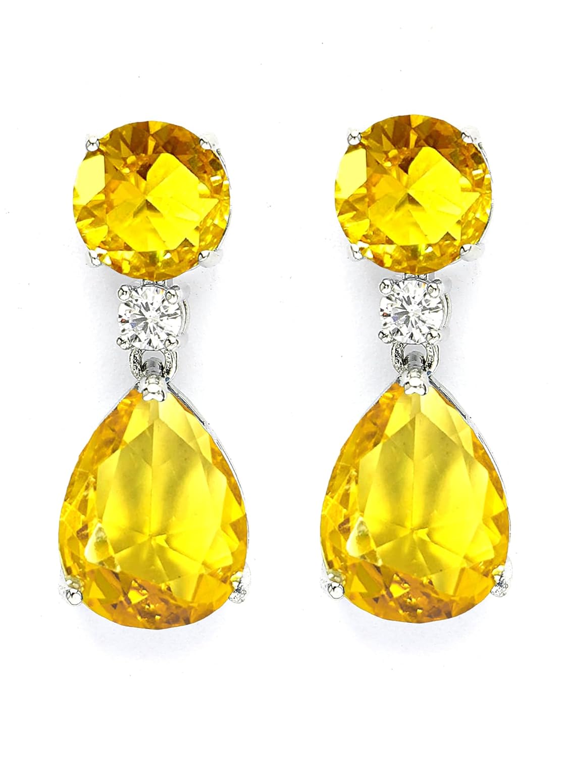 Karatcart Luxurious Green American Diamond Stone Drop Earrings for Women