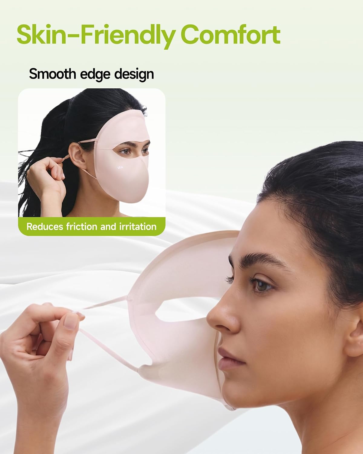 BENEUNDER Cooling Full Face Sun Protection Cover for Women Eye Corner UPF 50+ Breathable 3D Structured Outdoor Activities