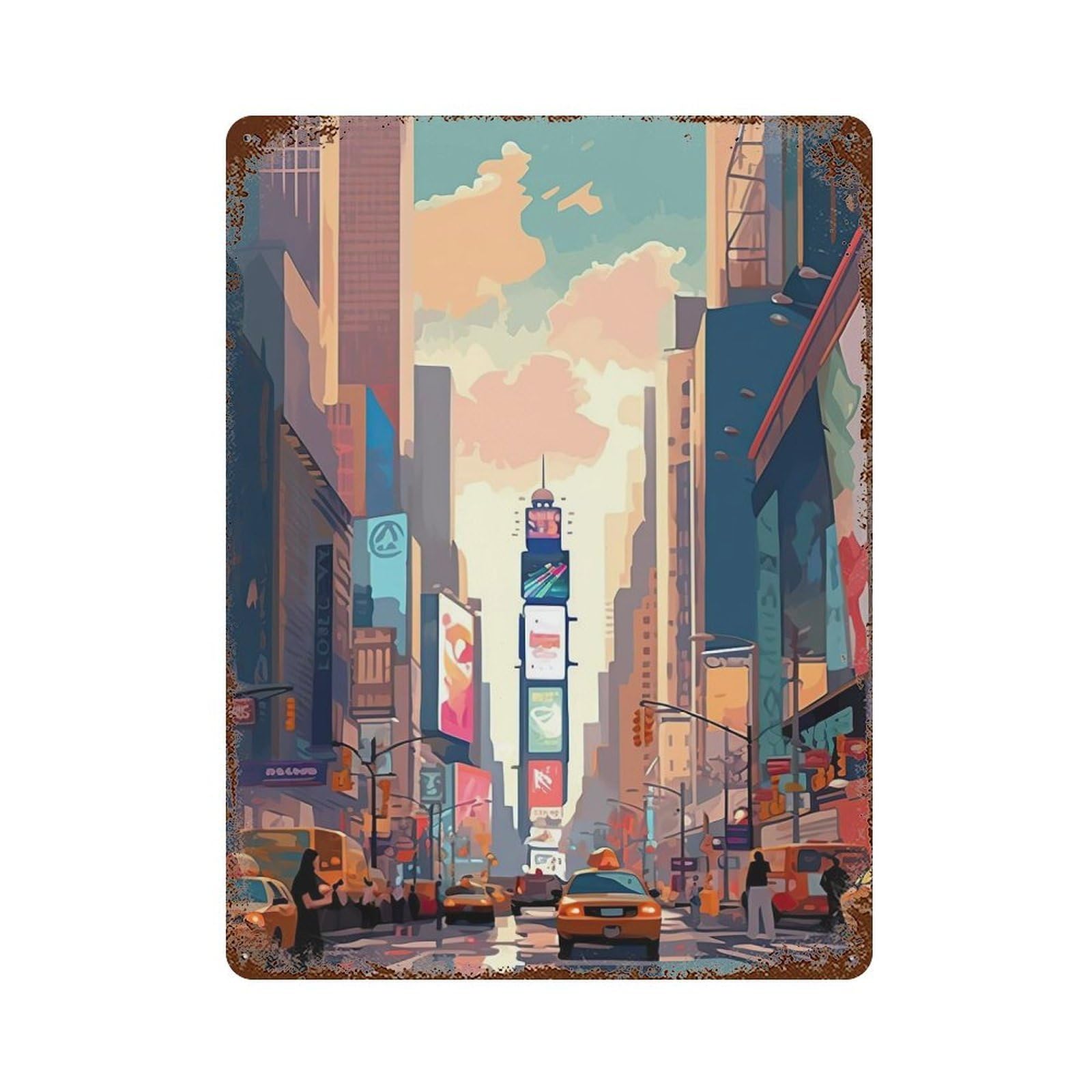 Garage Style New York City Vintage Rust Metal Sign 15.7"x11.8", Retro Wall Decor for Bar And Workshop