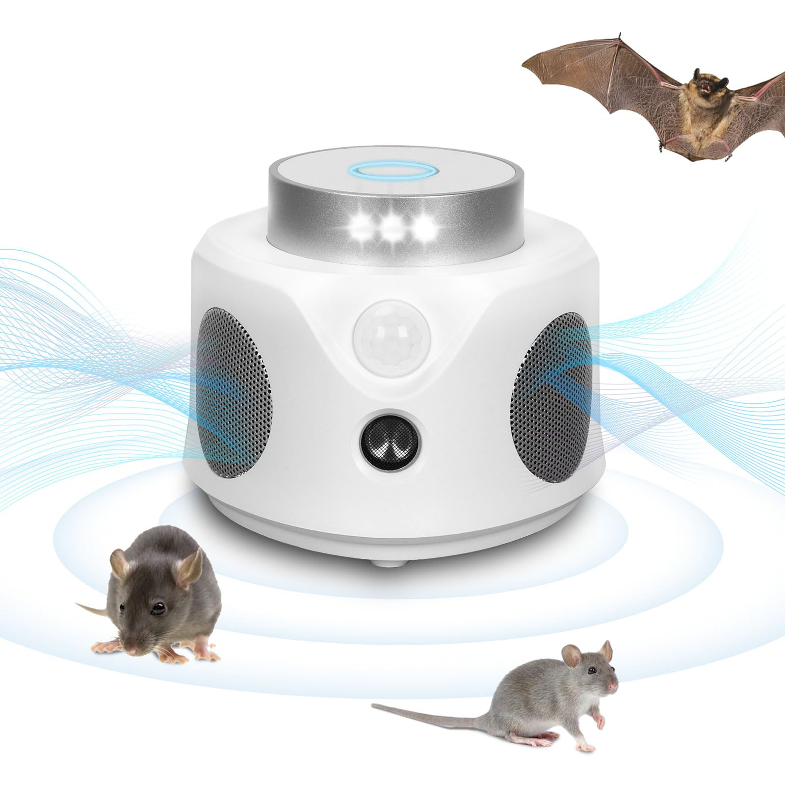 Ultrasons Souris Et Rats 360° Avec Lumière LED Répulsif à Ultrasons Pour Souris Rongeurs Parasites Internes Plug-in Cafards Anti-parasites Pour Jardin