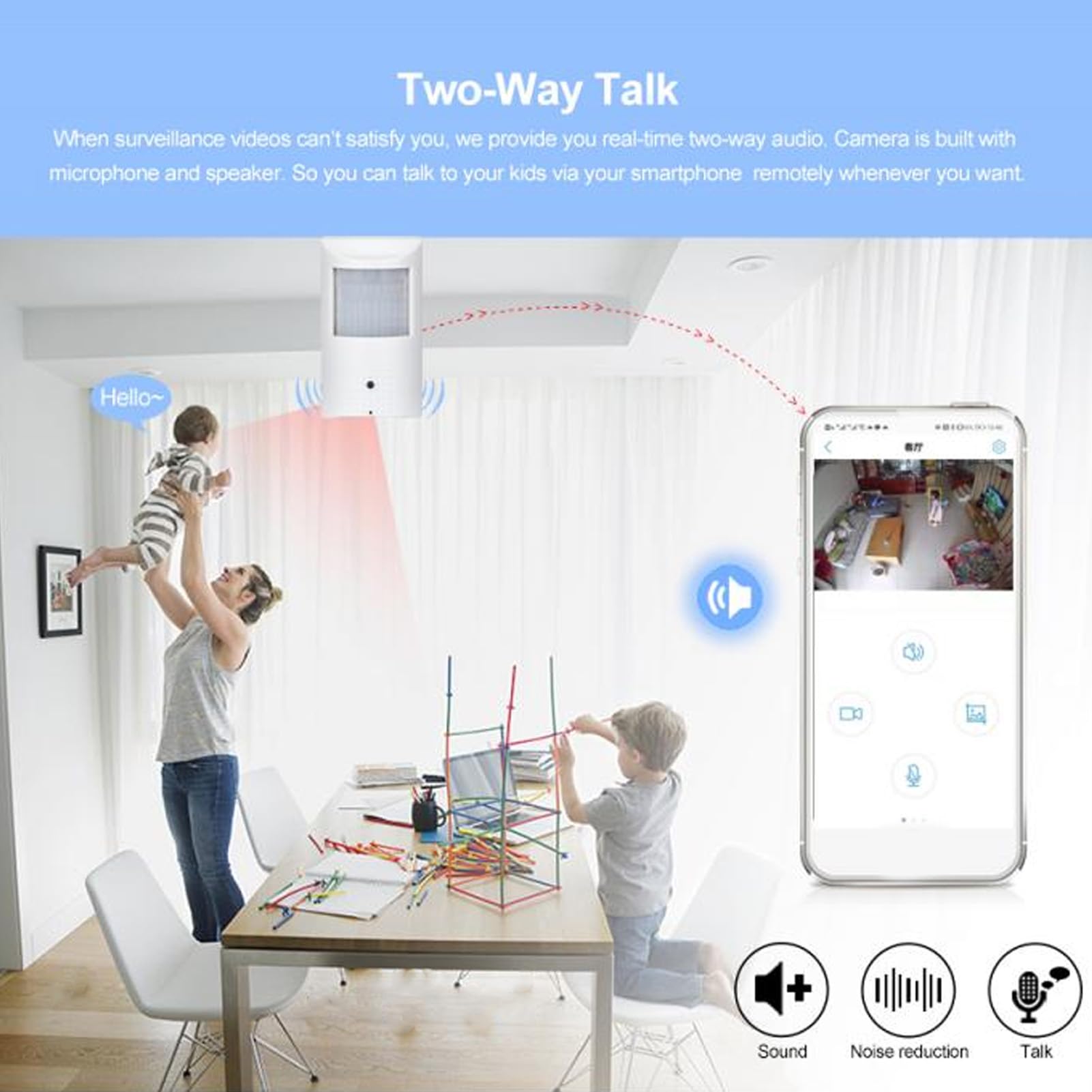 Kamera bezpieczeństwa WiFi, kamera 1080p Ultra HD 5MP kamera monitorująca na podczerwień kamera bezpieczeństwa wifi do salonu biura