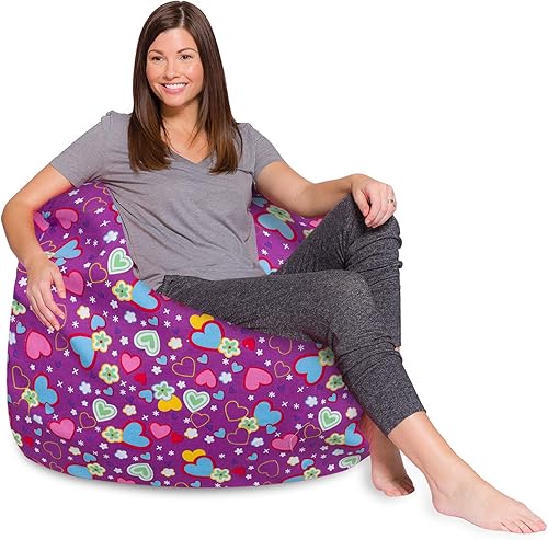 Miniatura 44 de Posh Beanbags - Sillón puff XL, 48 pulgadas, color gris jaspeado Gris brezo,Lienzo Animales Bosque Critters,Tela para colorear lienzo - Mundo