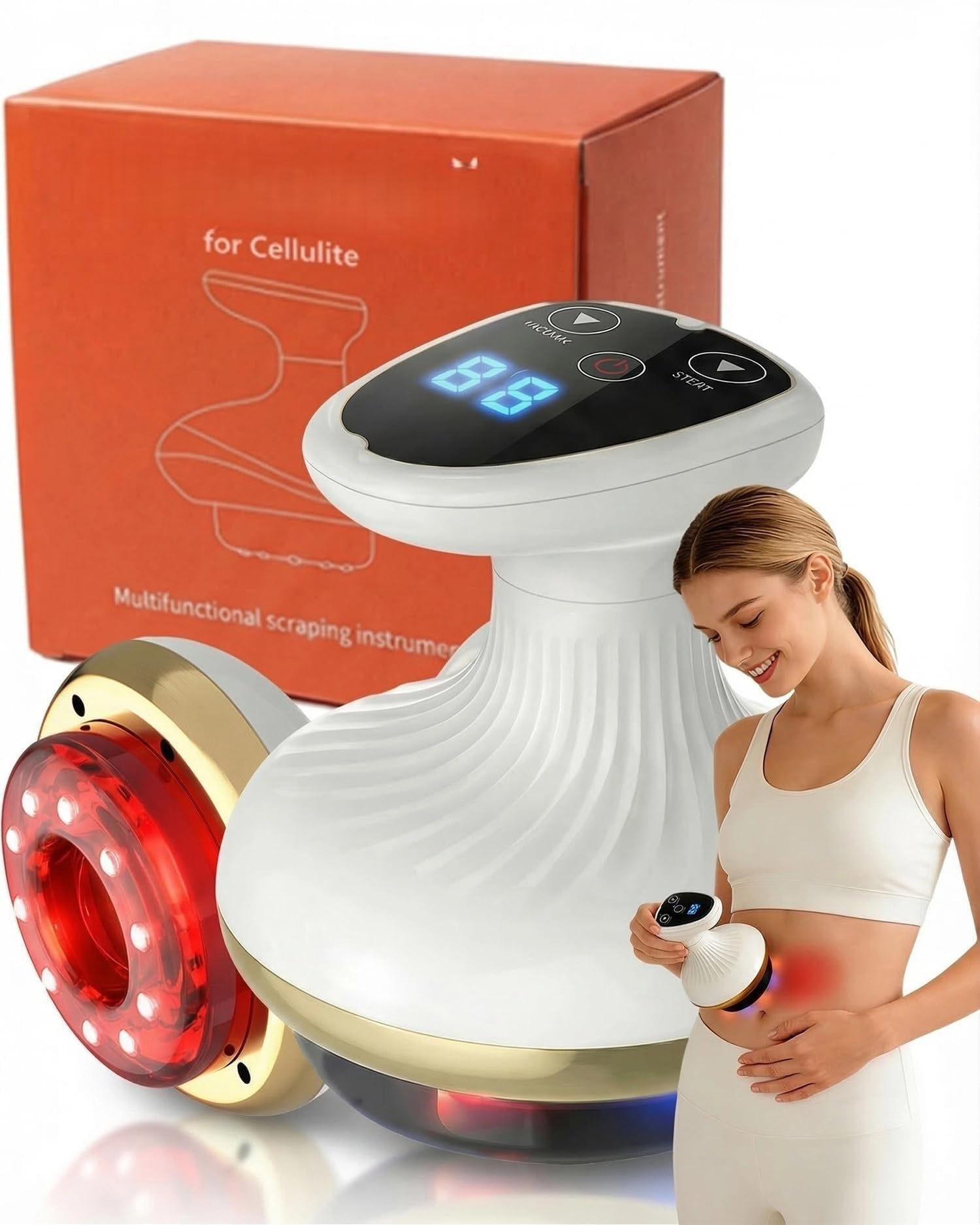 Massaggiatore Anticellulite Vacuum, Massaggiatore 4 in 1 Contro Cellulite, Massaggio Elettrico con Aspirazione, Vacuum, Gua Sha, 6/9 Livelli, per Pelle Più Tonica (6Livello)