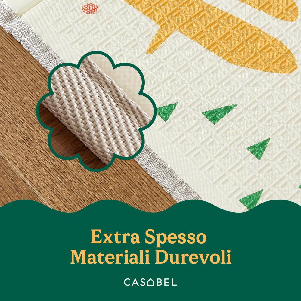 CASABEL tappeto gioco per bambini, morbido, 180x150cm, motivo scimmia | Evolutivo, tappeto bebè pieghevole, impermeabile, grande e spesso, design colorato, compatto, facile da riporre e pulire