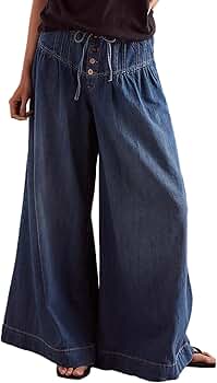 Amazon.com: TACSTRUN Women's Baggy Wide Leg Jeans Elastic