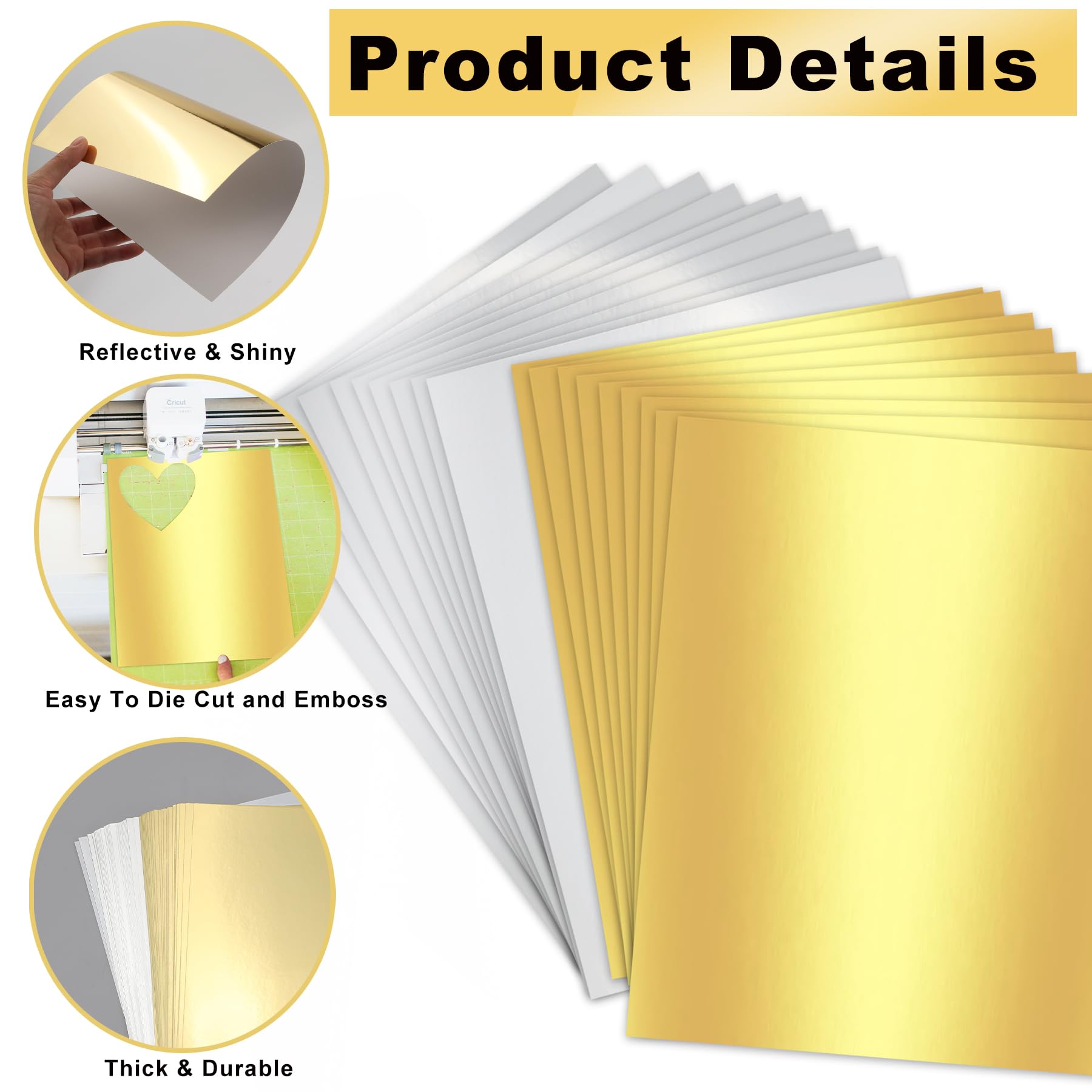 A4 Mirror Card, 60 Sheets Silver and Gold 250gsm/92Ib Metallic Reflective Paper for Crafts DIY Projects Card Making Party Decoration - Image 3