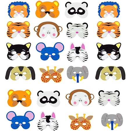 Amazon Intvn マスク 動物 仮面 子供用 お面 コスプレ マスク 仮面舞踏会 可愛い コスチューム用小物 子供用 贈り物 24個 キッズコスチューム おもちゃ