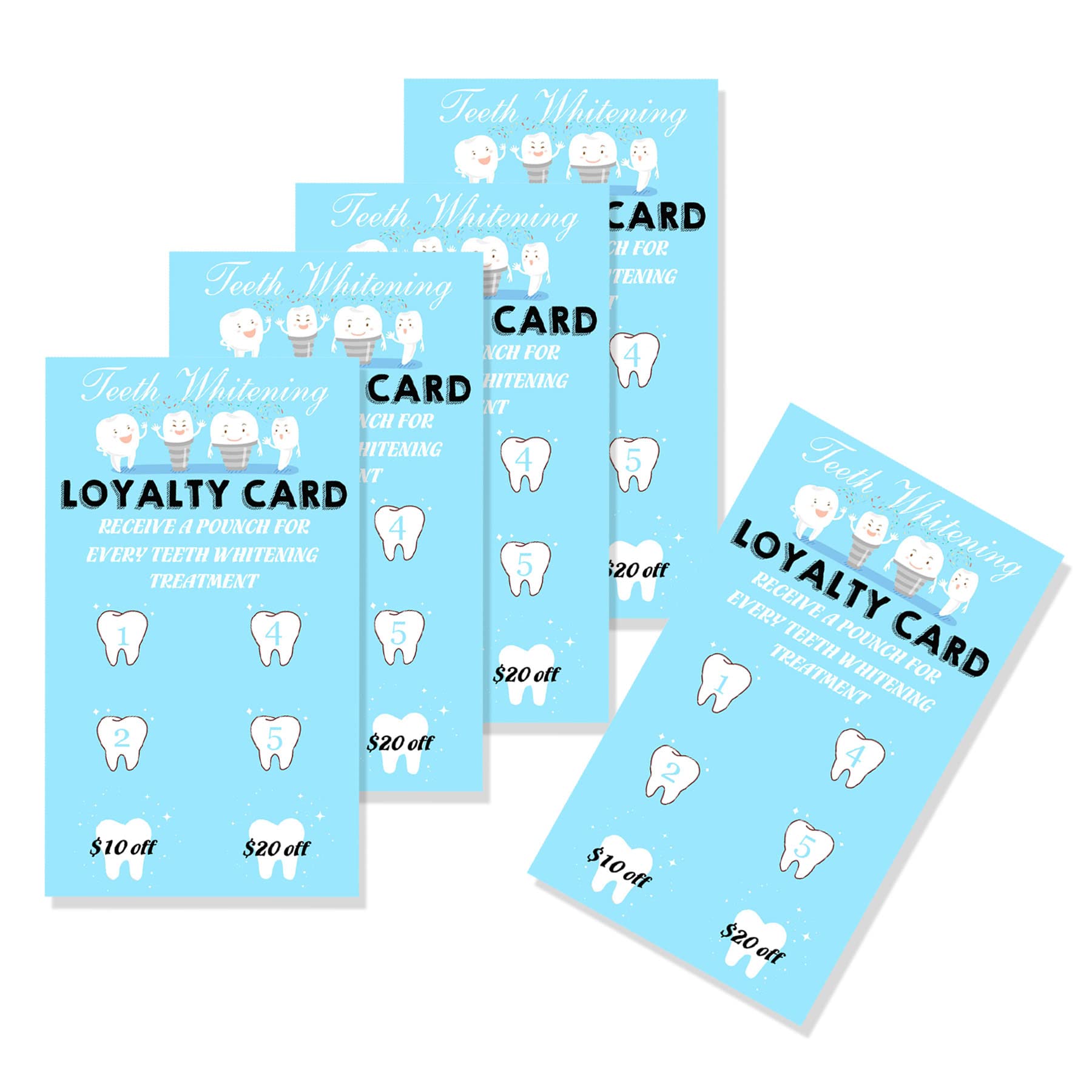 SMARSTICKERTeeth Whitening Loyalty Cards 2x3.5 inch Matches Teeth Whitening Aftercare Card for Teeth Whitening Discount Business 50pcs