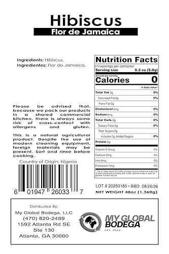 Miniatura 2 de Flores de hibisco de 3 libras - Bolsa Flor de Jamaica, flores secas de hibisco - Ideal para jugos, infusiones y tés de flores de hibisco - My Global