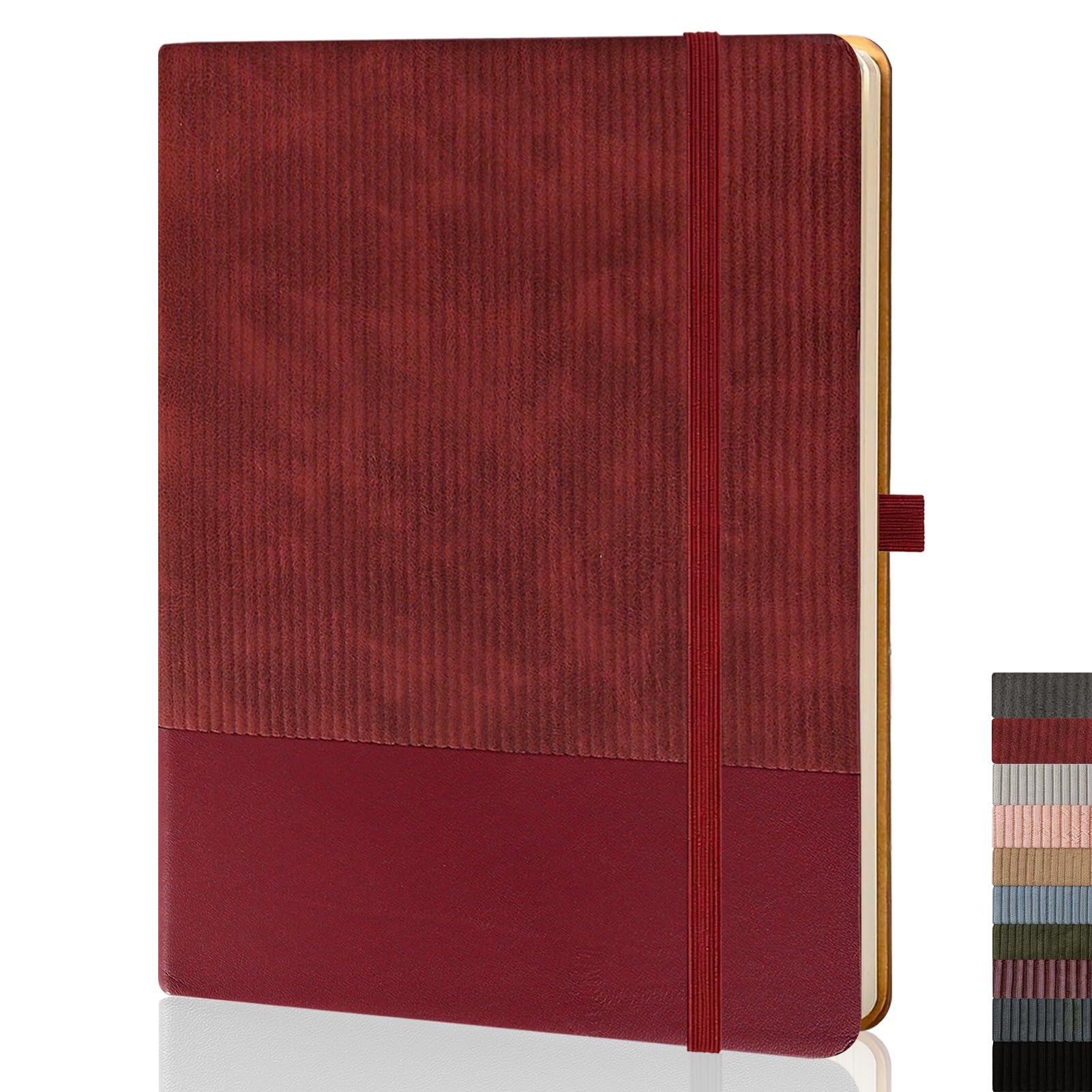 XLOXFU B5 Notebook Lined Journal, 110 Pages, Soft Cover, Leather Diary for Women, Men, Notepad with Pen Loop for Writing, 19 x 25 cm - Winered