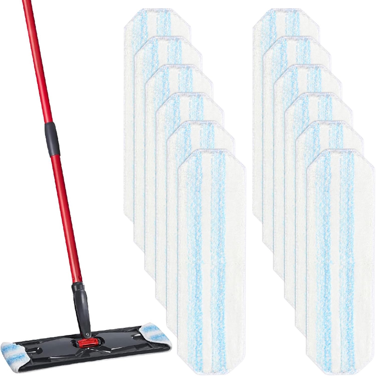 12 Pack 15.94 x 4.33 Inches Microfiber Mop Pads Fit for O-Cedar H2prO Flat Mop System,Machine Washable Reusable Microfiber Heads,Mops Pad Refills for Hardwood Floors Tile Laminate