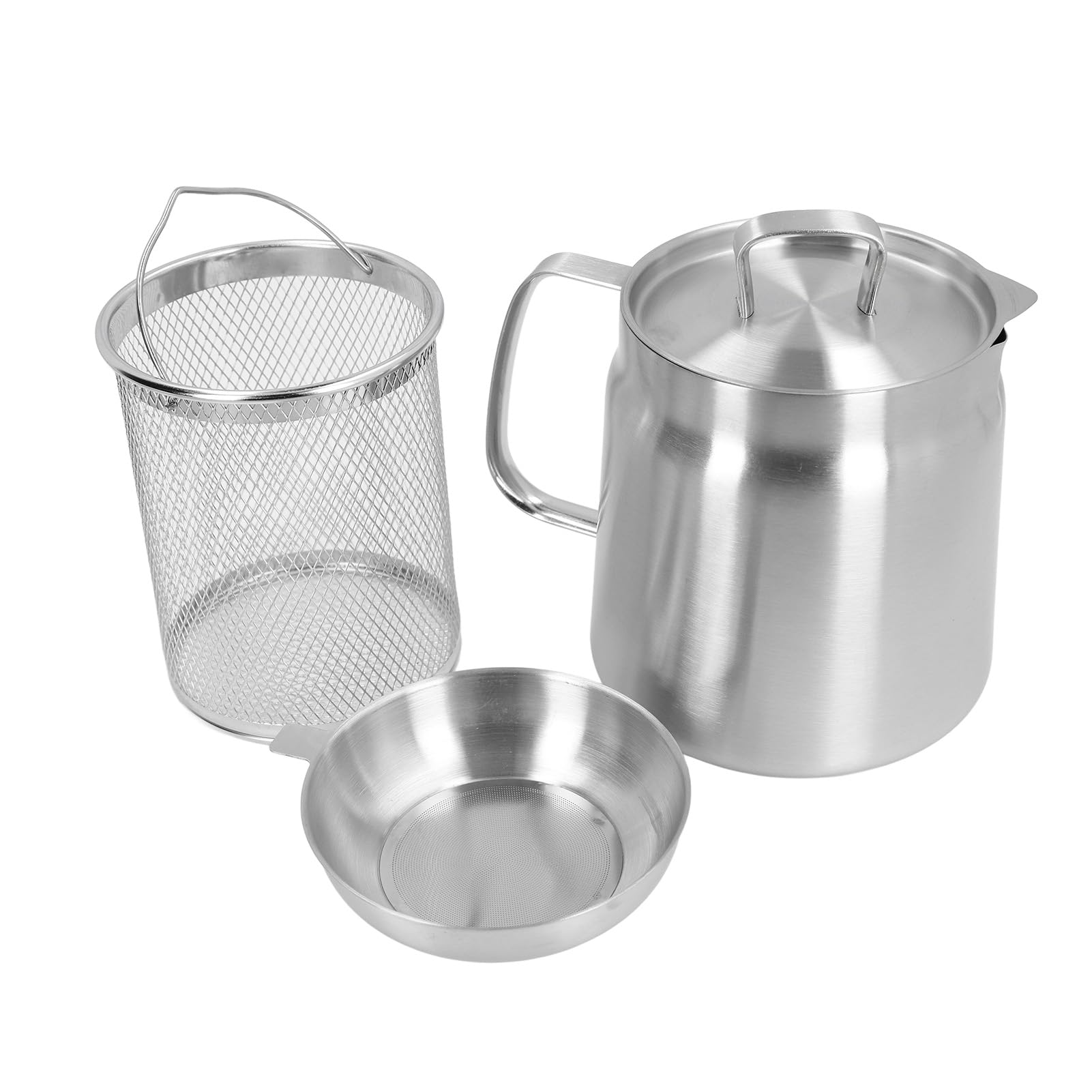 Pongnas Filtro per Olio, Filtro per Olio in Acciaio Inossidabile 304 2 in 1 con Manico Ergonomico per (2L)