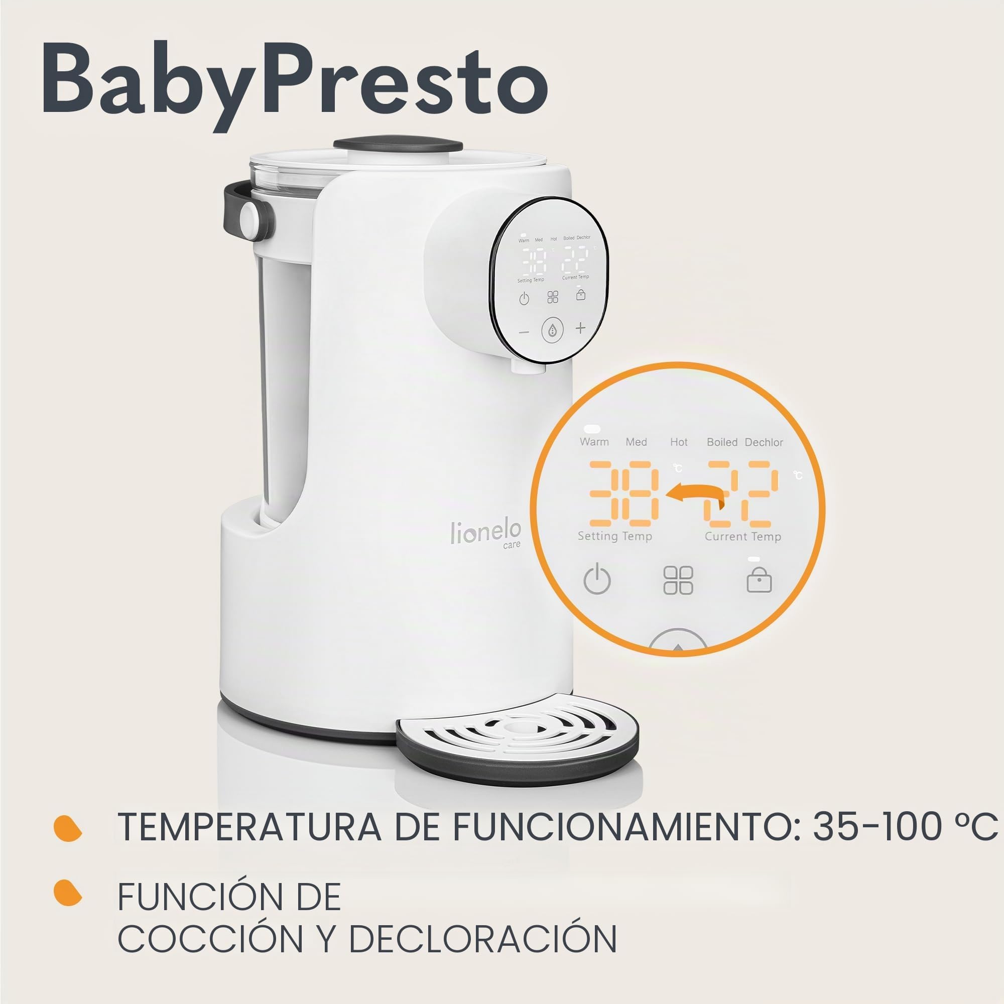 Lionelo BabyPresto Avanzado Máquina de Leche, Tanque de Cristal 2 l