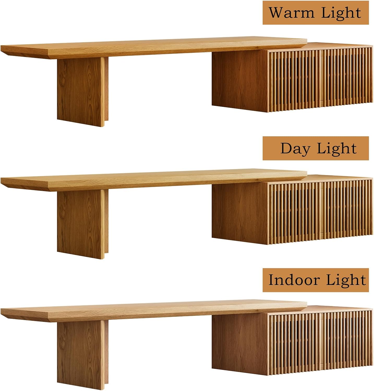 Modern TV Stand, Entertainment Center with Storage, Extendable TV Media Console for Up to 55+ Inch, Minimalist Television Cabinet for Living Room/Bedroom - Wood Color (78.7"-110" Extendable)