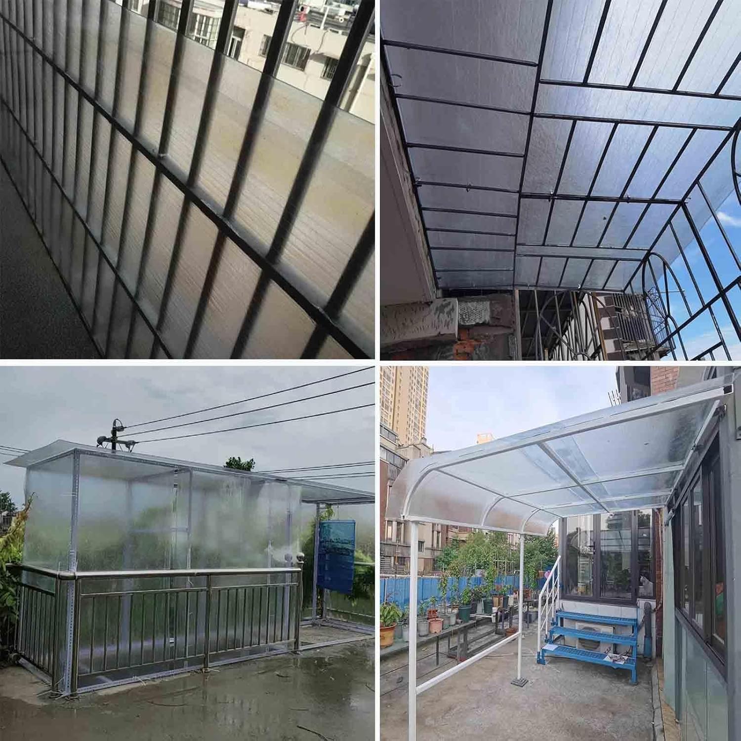 bujnie Poly Plastic Roof Panel Greenhouse Sheets 0.8mm UV Protection Replacement Shed Panel for Carport, Canopy, Customizable (1.2x20m/3.94x65.6ft)