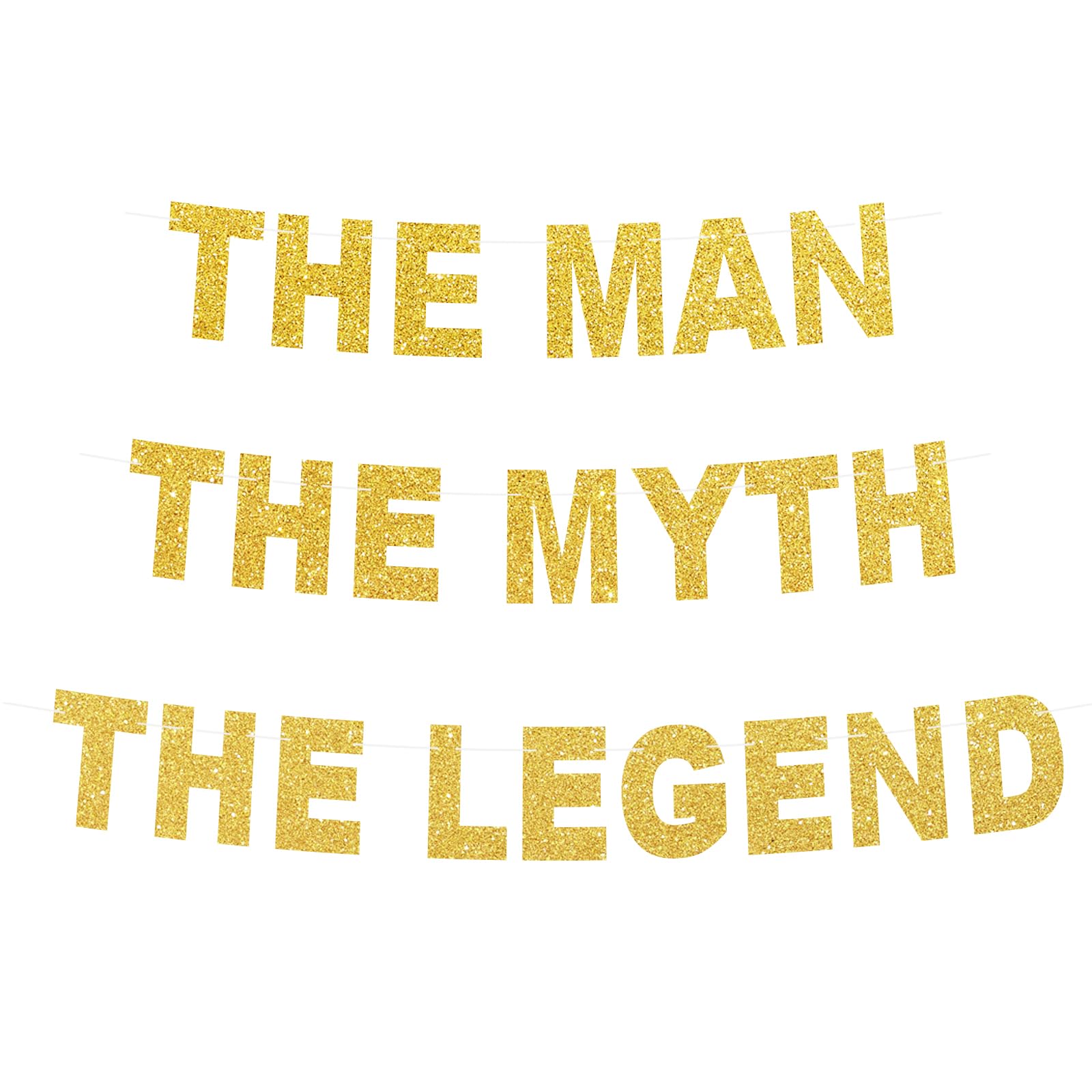 Retirement Banner Party Decoration - The Man The Myth The Legend Gold Glitter Banner for Farewell/Retirement/Father's Day/Dad's Birthday Party Supplies - 13.1 ft Strand（1）