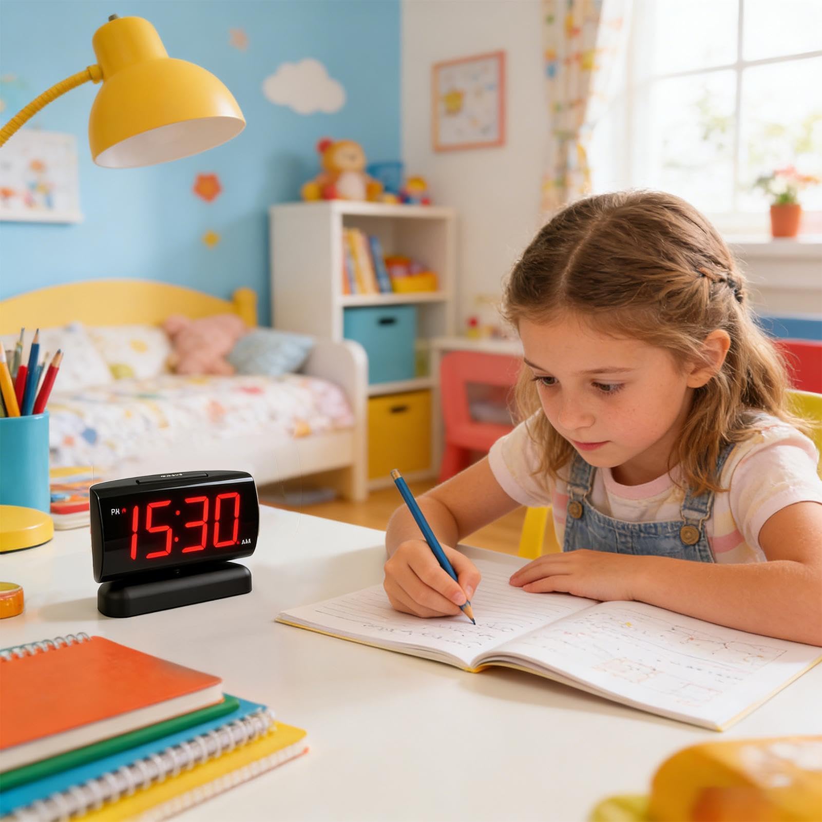 Reloj digital LED Despertador LED de Escritorio con Dígitos Rojos
