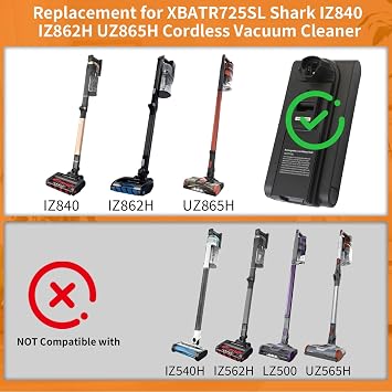 XBATR725SL Battery for Shark Compatible with IZ840H IZ862H UZ865H 1Z862HC