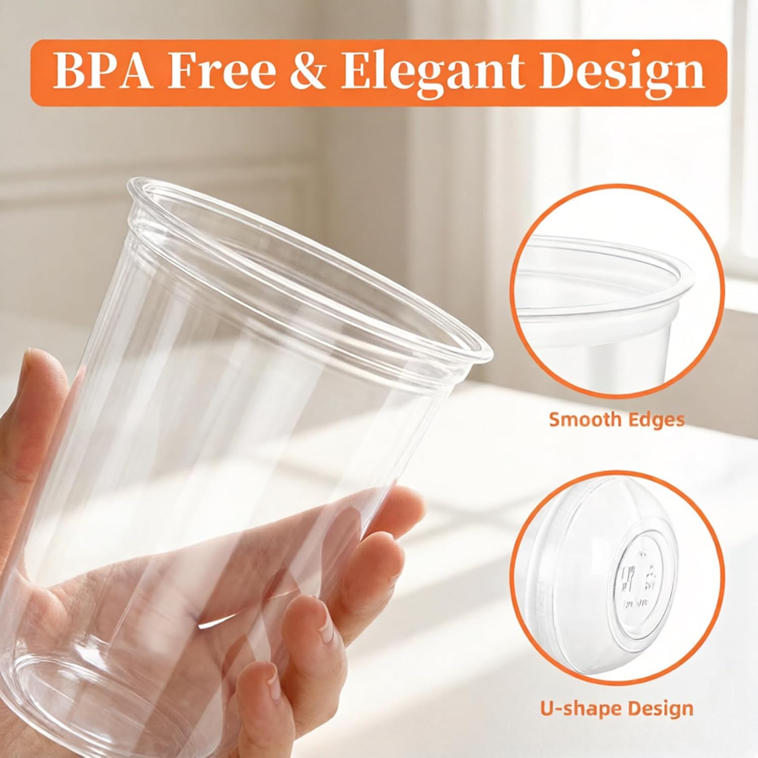 WELLIFE 16 oz Clear Plastic Cups, 50 Pcs Disposable Wine Glasses Stemless Cocktail Punch Cups for Cold Drinking Party Supplies, Valentine's Day Easter Mother's Day - Image 6