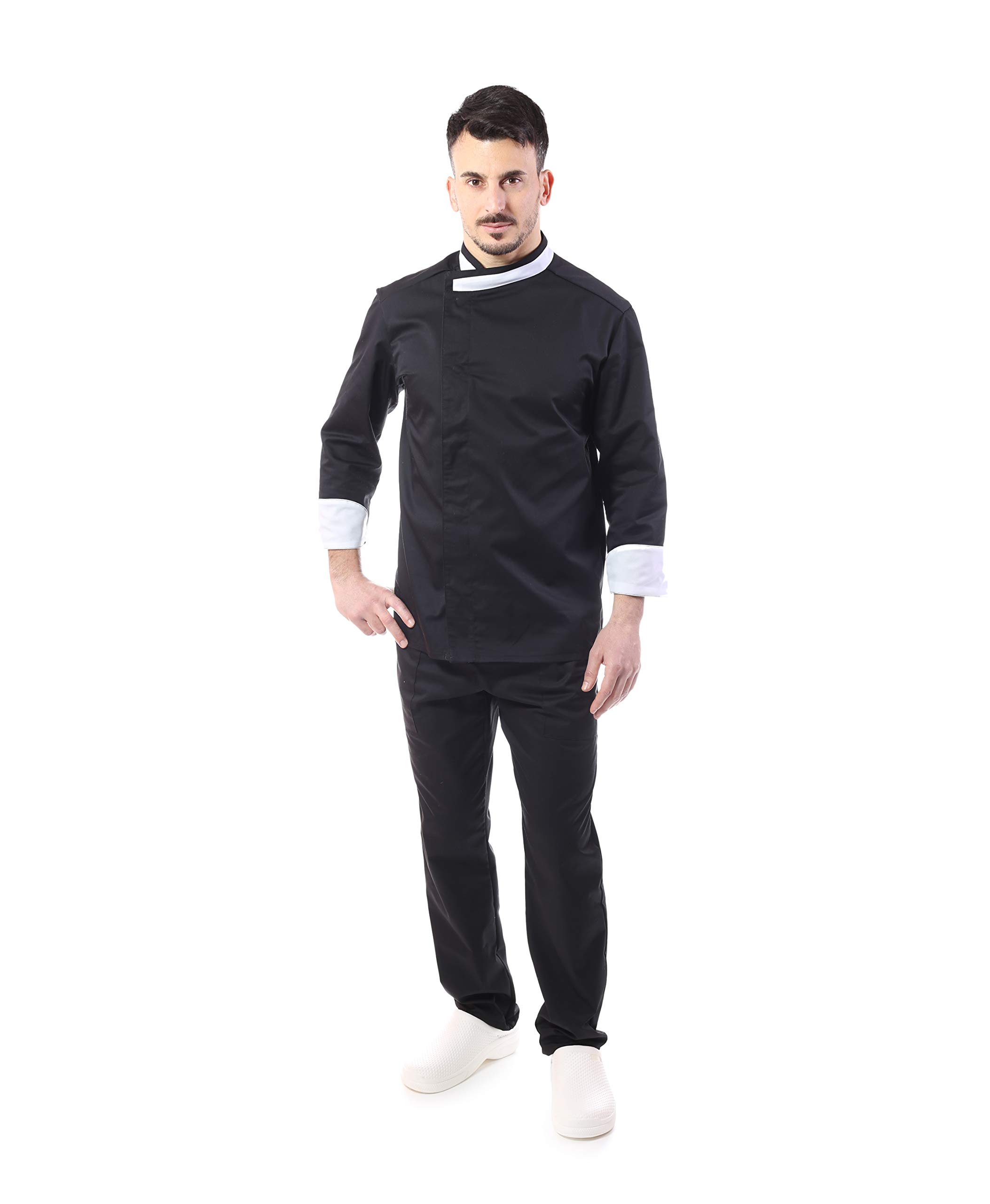 Set Cucina Ricamo Vari Colori Uomo Donna 4 Pezzi Cappotto Bandana Cucina Ristorante Made in Italy