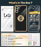 Vista 8 de LeYi para Funda de Teléfono Samsung Galaxy A13-5G: Protector de Pantalla de Vidrio Templado, Soporte Magnético Giratório de Anillo 360°, Borde Negro