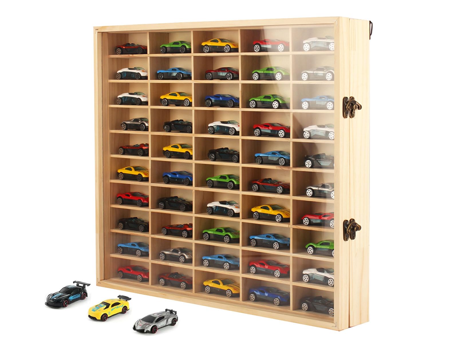 Amazon.com: WANMEIZI Acrylic Model Car Display Case Wall Mount 1:64 Diecast Cars Box Solid Wood DisplayStore Up to 50 Mini Cars or Figurine (Wooden Color) : Toys & Games