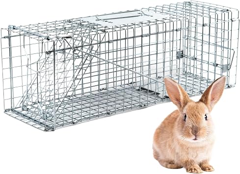 Heavy Duty 24x7x8 inches Foldable Live Trap for Rats, Squirrels, Rabbits, Moles and Other Small Live Animals. Steel Collapsible with Humane Trap Release Door.
