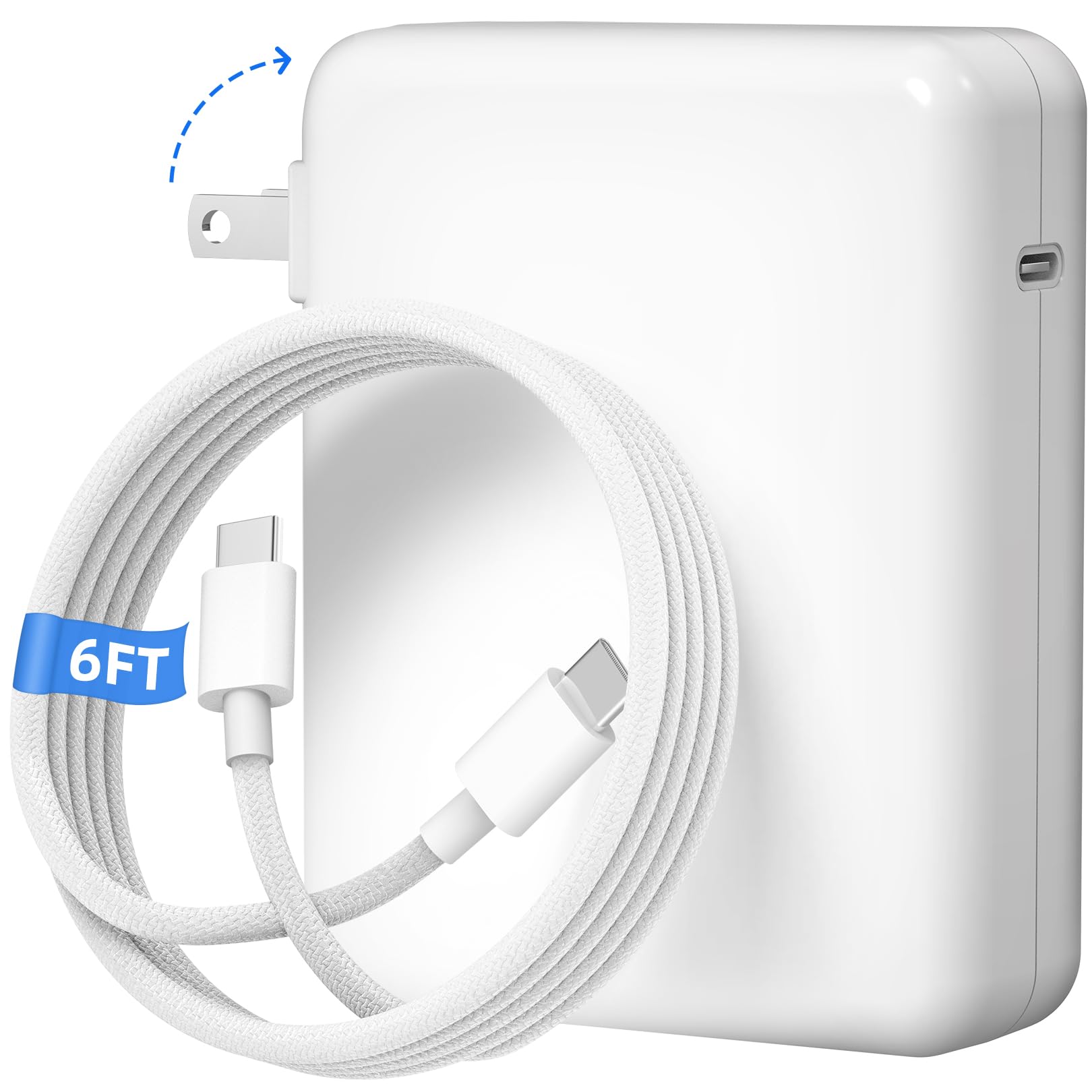 Photo 1 of 140W USB C Charger for MacBook Pro/Air [Original Replacement] Fast Charging GaN Charger Block for MacBook 13-16 inch,M1-M5, Type C Charger Compatible with iPhone, iPad, Samsung Include Charge Cable