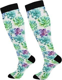 Compression Socks for Women Men Succulents Plant Compression Stockings Circulation Support Athletic Running Socks for Teacher Pregnancy Travel Camping Essentials