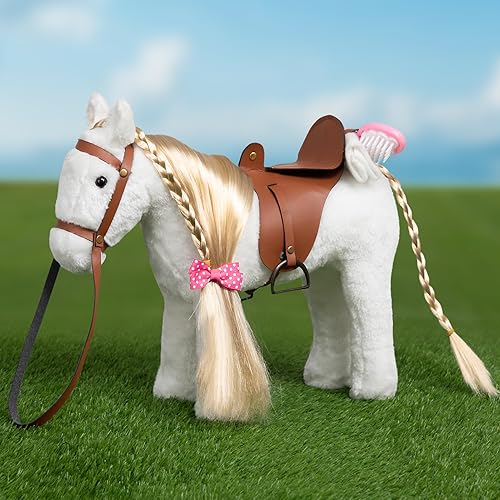 Miniatura 6 de HollyHOME Caballo de Peluche, Juguete de Peluche Bonito, Juguetes de Peluche para Juego de Rol, Caballo de 11 Pulgadas, Blanco