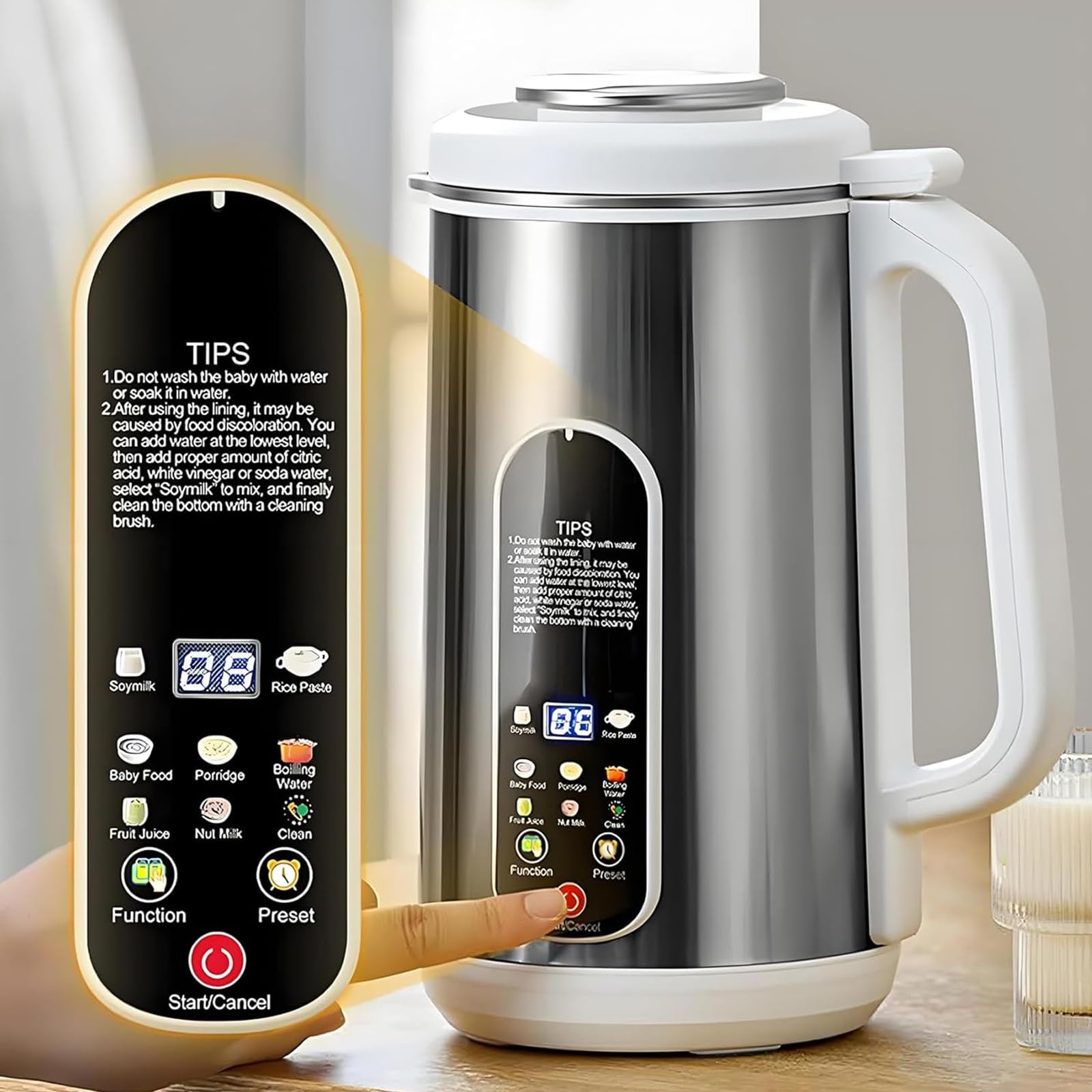 Macchina per Latte di Soia e Noci 1,2L, Latte di Mandorla e Avena con 12 Lame, Latte Vegetale Veloce in 5 Minuti, Autopulente, Timer 24h & Mantieni Caldo, Display LED, Uso Domestico e Familiare