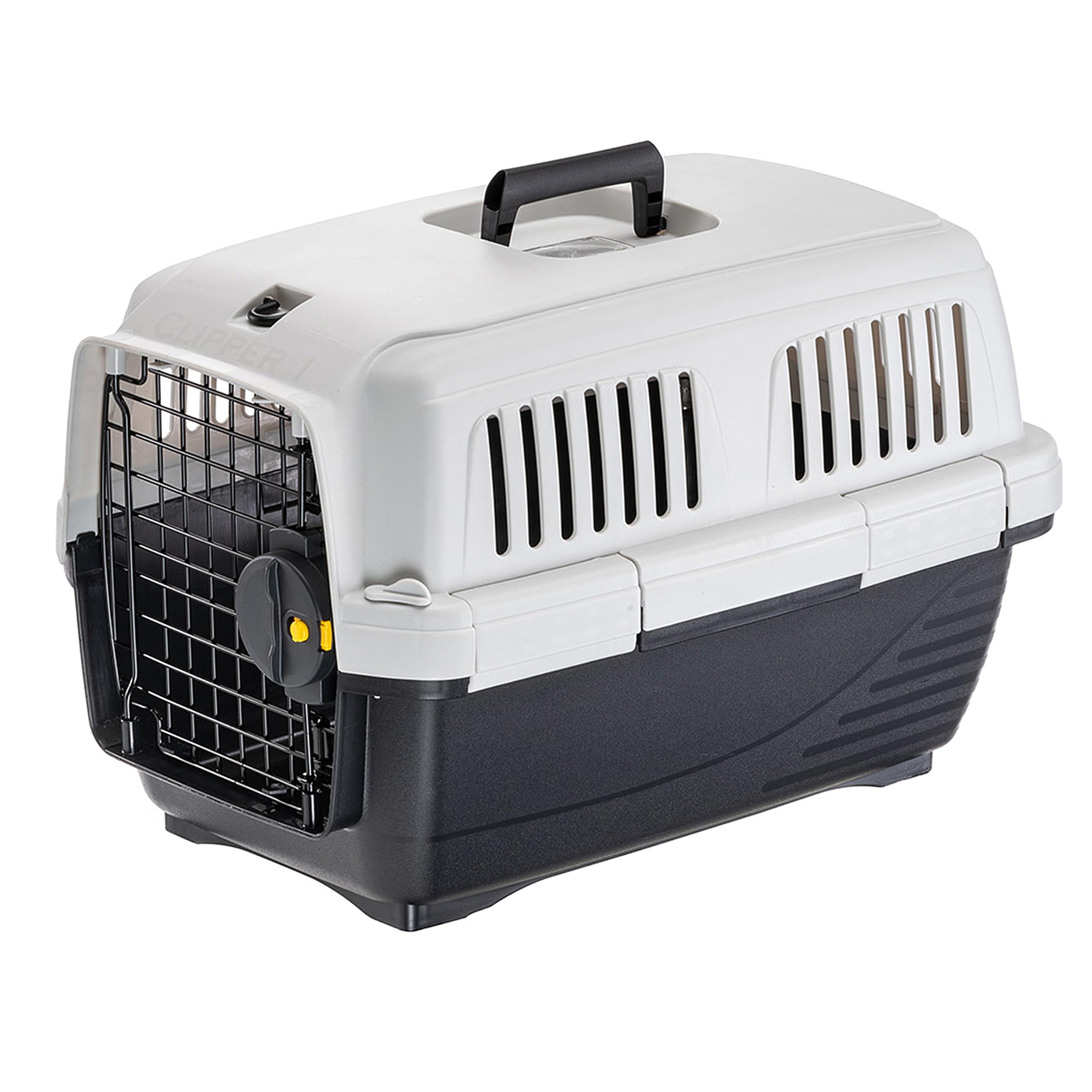 Ferplast Caisse de Transport Chat CLIPPER 1, IATA, Cage de Transport pour Petits Chiens et Chats max 5 Kg, Boite Transport, Voyage Animaux Voiture Avion Train, 50 x 33 x h 32 cm, Porte en Acier