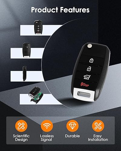 Miniatura 4 de OCPTY 1 X Control remoto de entrada de llave abatible sin cortar llavero transmisor reemplazo para Kia para Rio 14 15 16 17 TQ8-RKE-3F05 TQ8RKE-3F05