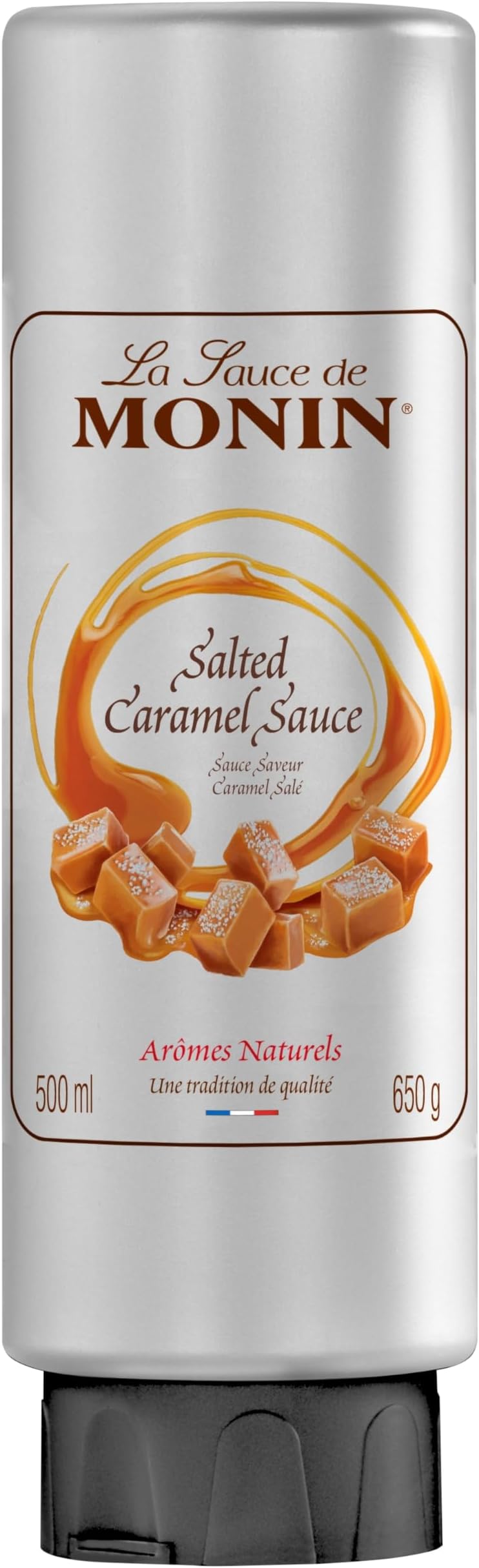 MONIN Premium Salted Caramel Sauce 500ml for Frappes, Desserts, Cocktails, Hot Chocolates and Garnishes. Vegetarian, Nut-Free, Gluten-Free. 100% Natural Flavour. Squeezy Bottle for Easy Use