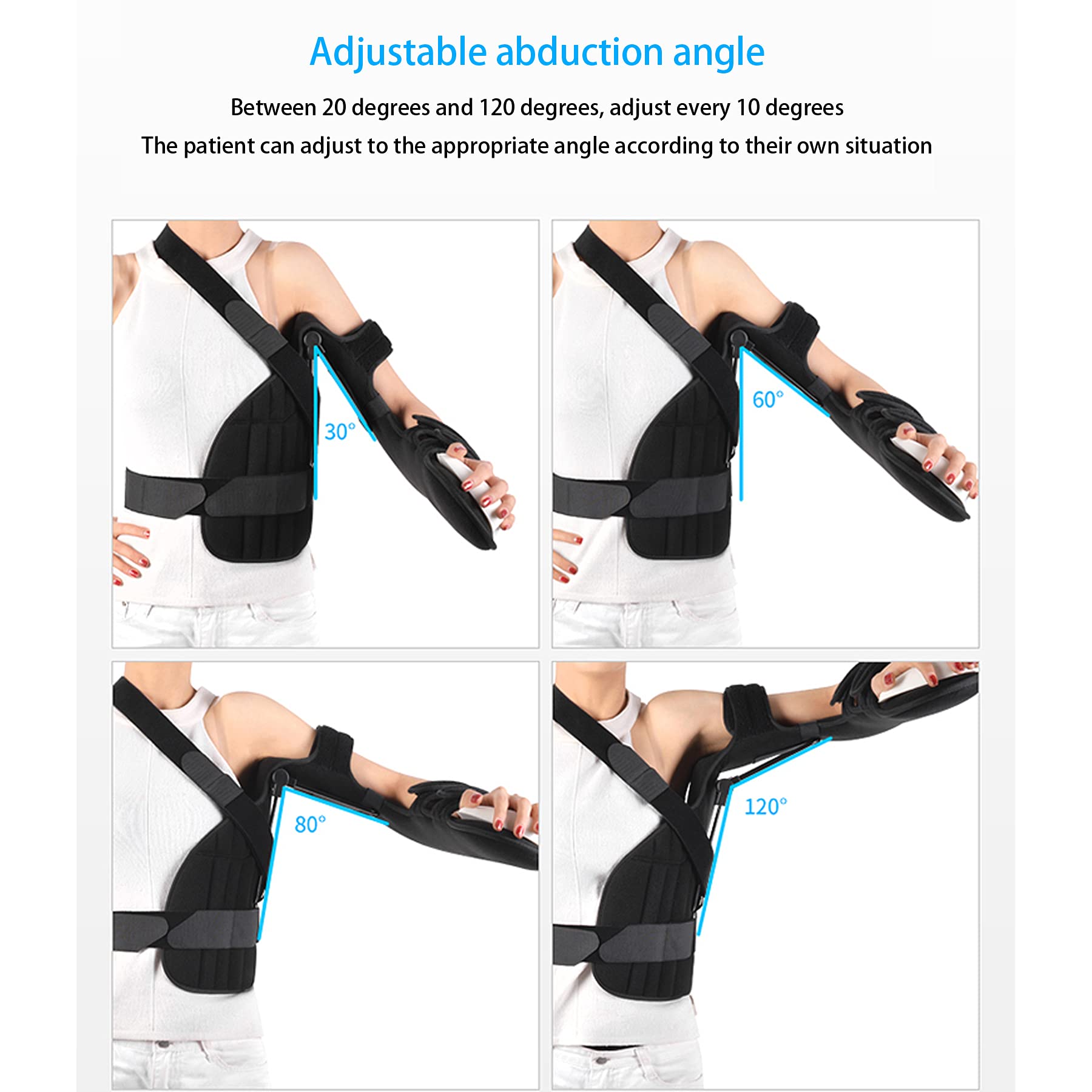 Soporte de Hombro Ortesis Fija de Abducción de Hombro Ángulo Ajustable para Soporte de Lesiones para Prevención de Lesiones Recuperación para Ortesis Subluxación Hombros