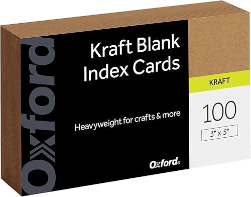Oxford Tarjetas de índice Kraft, paquete de 100, tarjetas de índice de 3 x 5 pulgadas, grueso, papel premium para regalos, manualidades, fiestas, disponible en Yaxa Colombia