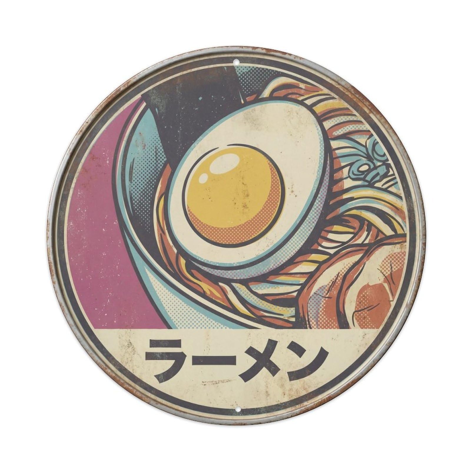 Cxhjca 8X8inch(20X20cm) Ramen Japanese Noodle Bar Screenprint Style Restaurant Metal Tin Sign